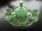 Antiek Kaptafelsetje Engels, groen glas, Ophalen of Verzenden