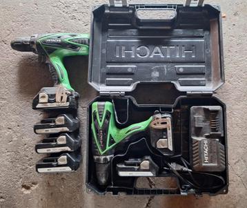 2x HITACHI 18V Boormachines met 6 accu's  beschikbaar voor biedingen