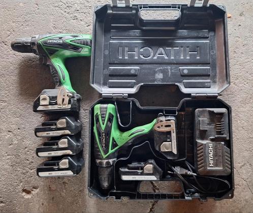 2x HITACHI 18V Boormachines met 6 accu's, Doe-het-zelf en Verbouw, Gereedschap | Boormachines, Gebruikt, Boor- en Schroefmachine
