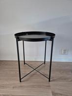 Zwart metalen bijzettafeltje, Minder dan 55 cm, Metaal of Aluminium, Rond, Ophalen