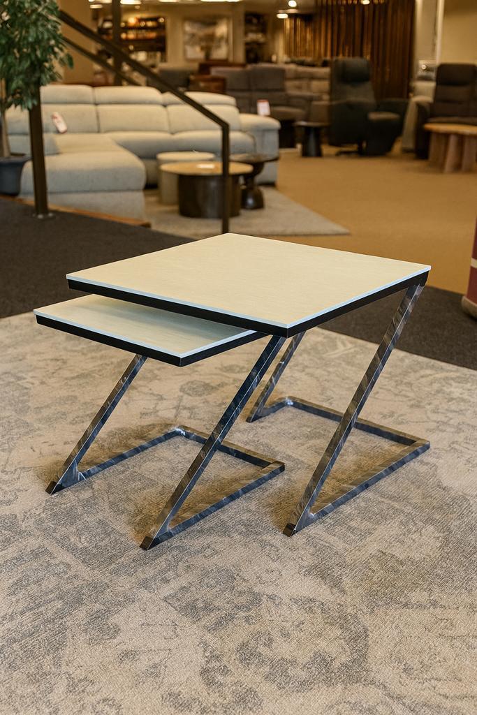 Salontafel wit 2-delig metaal Direct/Leverbaar Nu voor €49,-, Huis en Inrichting, Tafels | Salontafels, Nieuw, Minder dan 50 cm