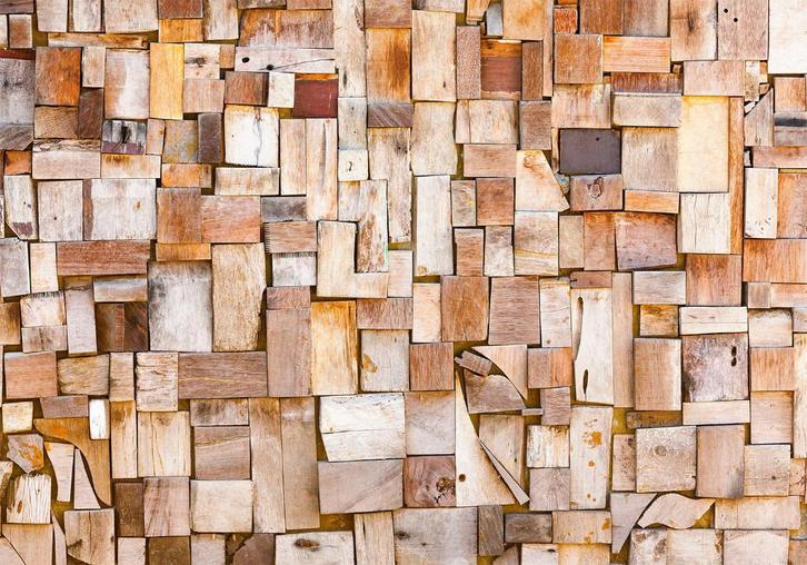 108 Abstract Hout Vlies Fotobehang 350x250cm in 3 maten, Huis en Inrichting, Stoffering | Behang, Wit, Zwart, Beige, Bruin, Grijs