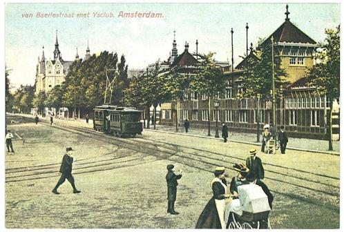805600	Amsterdam	Van Baerlestraat met IJsclub	_Nette kaart O, Verzamelen, Ansichtkaarten | Nederland, Ongelopen, Noord-Holland
