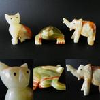 3 Fraai vormgegeven onyx beelden: Kat - kikker - olifant, Ophalen of Verzenden