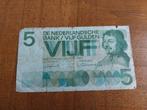 5 gulden biljet Joost van den Vondel 1966, Postzegels en Munten, Bankbiljetten | Nederland, Ophalen of Verzenden, 5 gulden, Los biljet