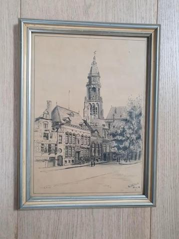 tekening april 1946 Arnhem markt Eusebius kerk Jan Frederiks beschikbaar voor biedingen