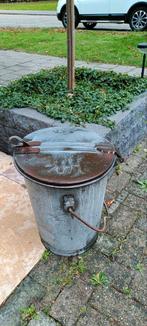 Vintage Zinken Vuilnisbak Oss - Decoratie/Plantenbak, Antiek en Kunst, Curiosa en Brocante, Ophalen