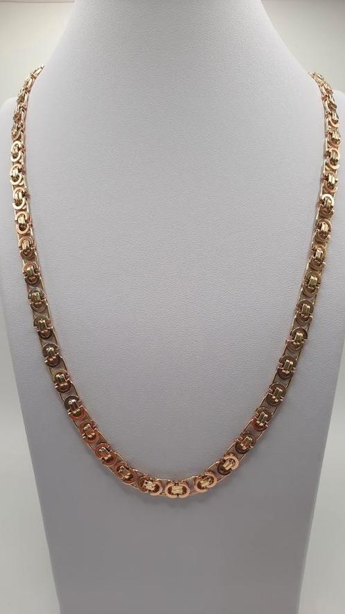 Gouden platte koningsketting 14kt, Sieraden, Tassen en Uiterlijk, Kettingen, Nieuw, Goud, Goud, Ophalen of Verzenden