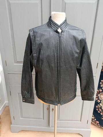 Zwarte leren jas - Maat 40 beschikbaar voor biedingen