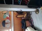 Staande lamp met melkglas  en messing met dimmer, Ophalen of Verzenden, Zo goed als nieuw, Zonnebank enkelzijdig, Minder dan 10 lampen