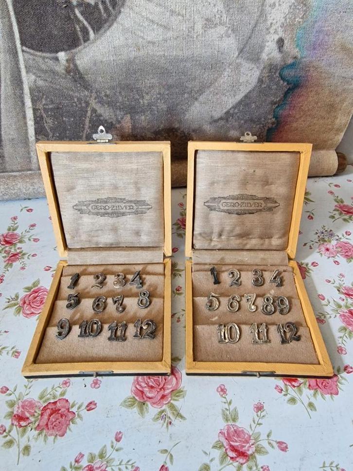 Verzilverde tafel glasnummers gero zilver, Antiek en Kunst, Antiek | Bestek, Ophalen of Verzenden