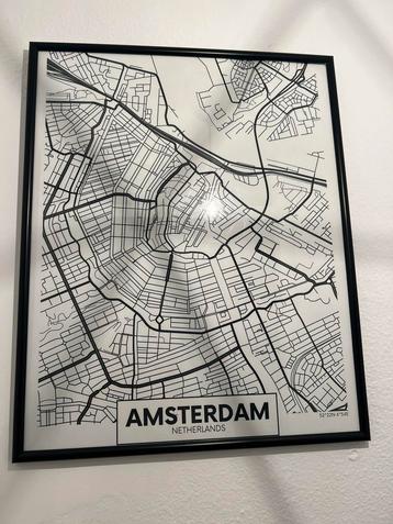 Poster canvas Amsterdam met frame beschikbaar voor biedingen