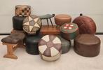Vintage leren/skaileren poefen in diverse maten en kleuren., Ophalen, Minder dan 50 cm, Gebruikt, .