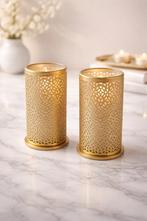 2 Duni Kaarsenhouders - Sfeervol Goudkleurig, Ophalen of Verzenden, Zo goed als nieuw, Metaal, Kandelaar