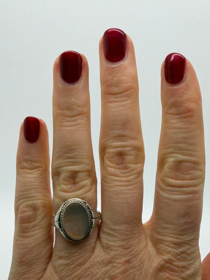 A707 Prachtige zilveren zegelring maat 17, Sieraden, Tassen en Uiterlijk, Antieke sieraden, Ring, Zilver, Ophalen of Verzenden