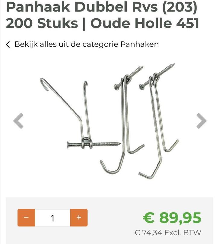 Panhaak Dubbel RVS (203) - 6 dozen = 1200 stuks, Doe-het-zelf en Verbouw, IJzerwaren en Bevestigingsmiddelen, Nieuw, Overige typen