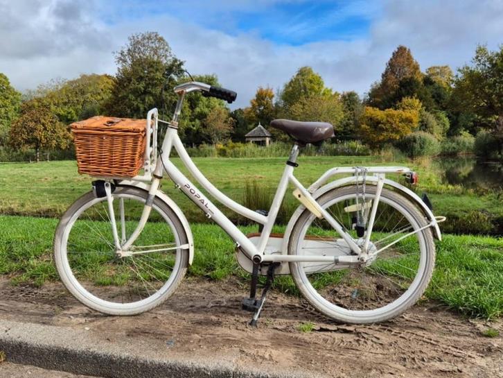 Popal transportfiets wit 24 inch met mand, Fietsen en Brommers, Fietsen | Meisjes, Gebruikt, 24 inch, Versnellingen, Ophalen