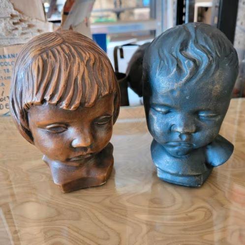 2 x kinderhoofd, Antiek en Kunst, Kunst | Beelden en Houtsnijwerken, Ophalen of Verzenden