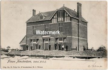 Ansichtkaart Trein Station Nieuw Amsterdam NOL 1906 F35 beschikbaar voor biedingen