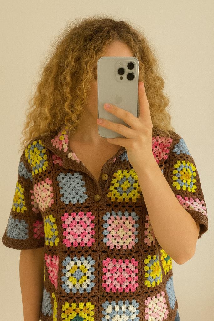 Granny square top van Zara in maat M, Kleding | Dames, Blouses en Tunieken, Nieuw, Maat 38/40 (M), Bruin, Ophalen of Verzenden