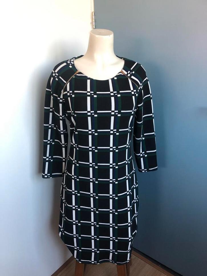 Smashed lemon zwart groen geruit jurkje rits l 40, Kleding | Dames, Jurken, Zo goed als nieuw, Maat 38/40 (M), Zwart, Knielengte