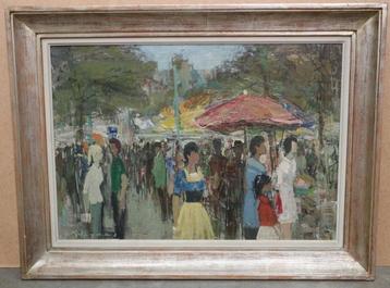Karel Heymans, een drukke marktdag in Antwerpen beschikbaar voor biedingen