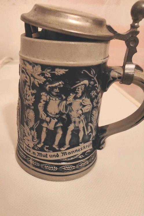 Oude Bierpul met Tinnen Deksel, Antiek en Kunst, Antiek | Keramiek en Aardewerk, Ophalen of Verzenden