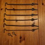 Set van 6 antieke koperen raamgrendels, Antiek en Kunst, Ophalen