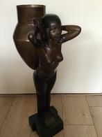 Antiek koperen beeld:  Vrouw met een grote kruik, Antiek en Kunst, Ophalen