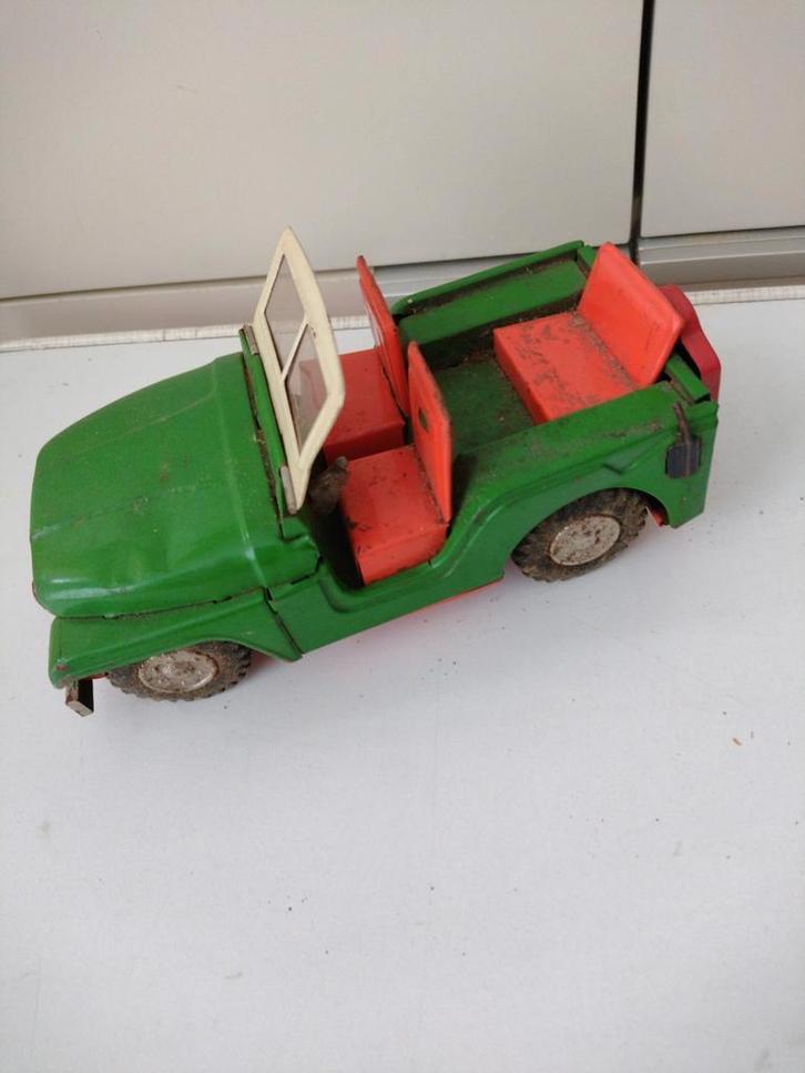 Vintage Blikken Jeep - Restauratieproject, Antiek en Kunst, Antiek | Speelgoed, Ophalen