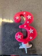 Cijfer 3 kaars met sterren, Ophalen of Verzenden, Gebruikt, Versiering, Verjaardag