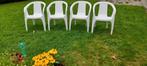 Vier witte schoongemaakte tuinstoelen van Hartman!, Ophalen of Verzenden, Gebruikt, Kunststof