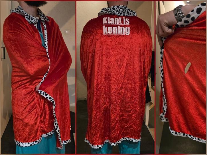 Carnavals cape 'Klant is Koning' Dirk, Kleding | Heren, Carnavalskleding en Feestkleding, Gedragen, Kleding, Carnaval, Overige maten