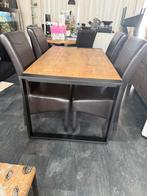 Tafel mangohout met 6 stoelen, Ophalen, Zo goed als nieuw