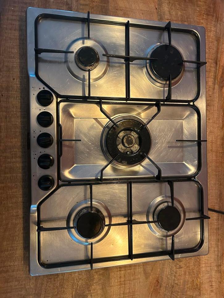 Pelgrim GKB 275W-RVS Inbouw Gaskookplaat met Wokbrander, Witgoed en Apparatuur, Fornuizen, Gebruikt, Inbouw, Gas, 5 kookzones of meer