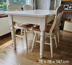 houten tafel + 4 stoelen, Huis en Inrichting, Tafels | Eettafels, Ophalen, Gebruikt, 100 tot 150 cm, 50 tot 100 cm