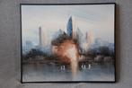 Olieverf schilderij Skyline, Antiek en Kunst, Ophalen of Verzenden