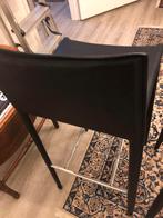 Zwarte leren barkrukken, Ophalen, Met voetsteun, 60 tot 90 cm, Leer