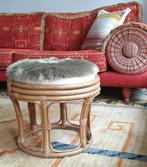 Vintage bohemian rotan kruk poef tafeltje, Ophalen, Gebruikt, Overige materialen