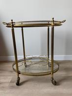 Vintage ovale messing trolley/bar cart Frankrijk, Huis en Inrichting, Zo goed als nieuw, Ophalen