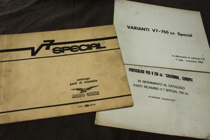 Moto Guzzi V7 special 1969 catalogo parti di ricambio + 1972, Motoren, Handleidingen en Instructieboekjes, Moto Guzzi, Ophalen of Verzenden