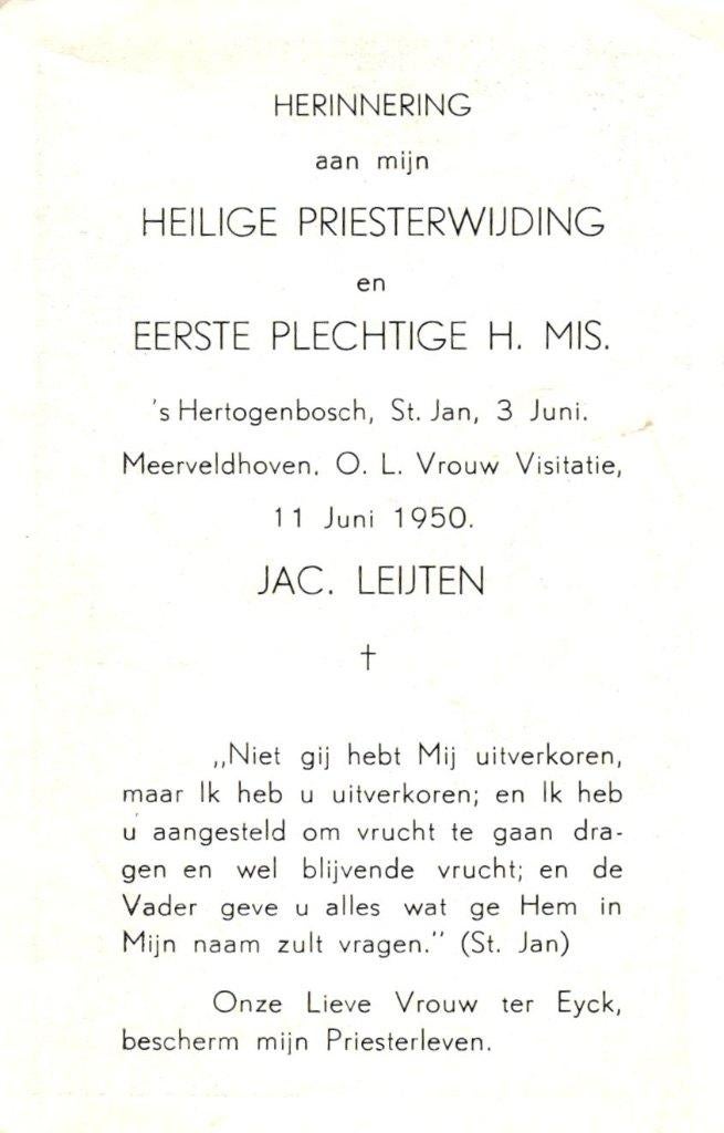 Leijten Jac. 's-Hertogenbosch 1950 Meerveldhoven, Ophalen of Verzenden