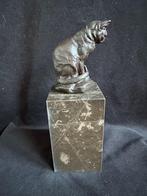 Poes op hoge natuurstenen sokkel.brons, Ophalen of Verzenden