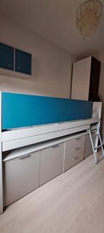 Battistella bed + kastruimte + bureau (uitschuifbaar), Ophalen, Gebruikt, Halfhoogslaper