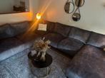 Luxe velvet - hoekbank - antraciet  - royale lounge bank, Huis en Inrichting, Banken | Bankstellen, Ophalen, 100 tot 125 cm, Hoekbank