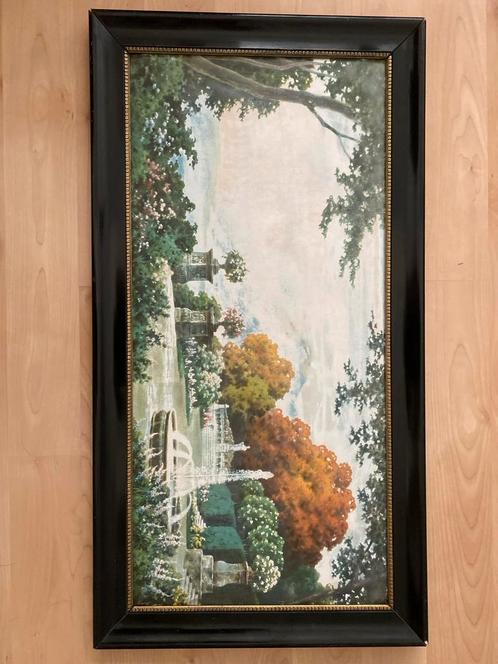 Klassiek Schilderij Tuin met Fontein Ingelijst Zwart/Goud Li, Antiek en Kunst, Kunst | Schilderijen | Klassiek, Ophalen