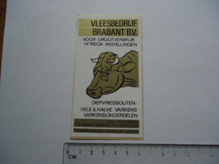 sticker oud Oisterwijk Brabant vleesbedrijf retro koe strip, Verzamelen, Stickers, Zo goed als nieuw, Bedrijf of Vereniging, Verzenden