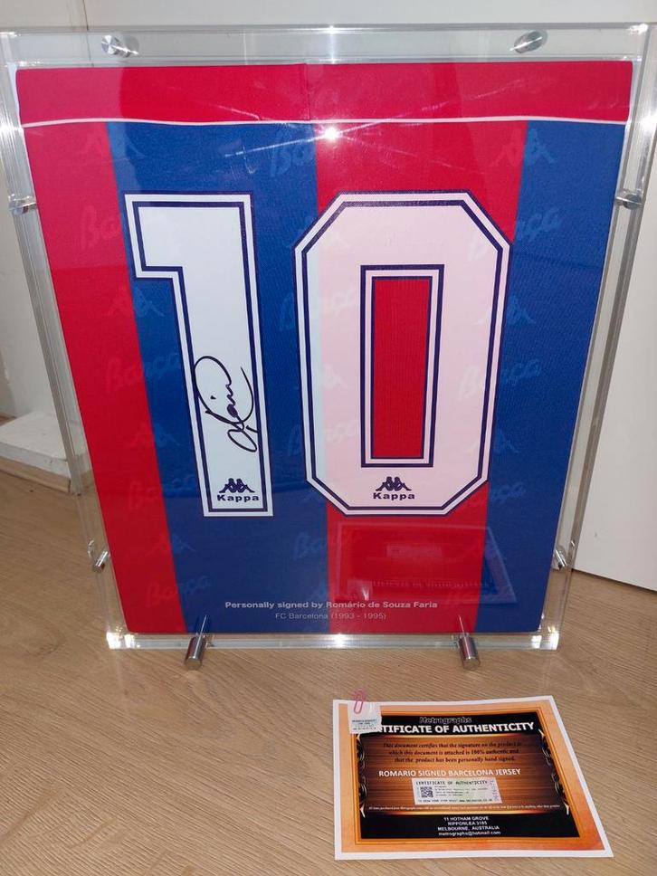 ROMARIO FC BARCELONA gesigneerd shirt 1993 met certificaat, Verzamelen, Sportartikelen en Voetbal, Nieuw, Shirt, Buitenlandse clubs