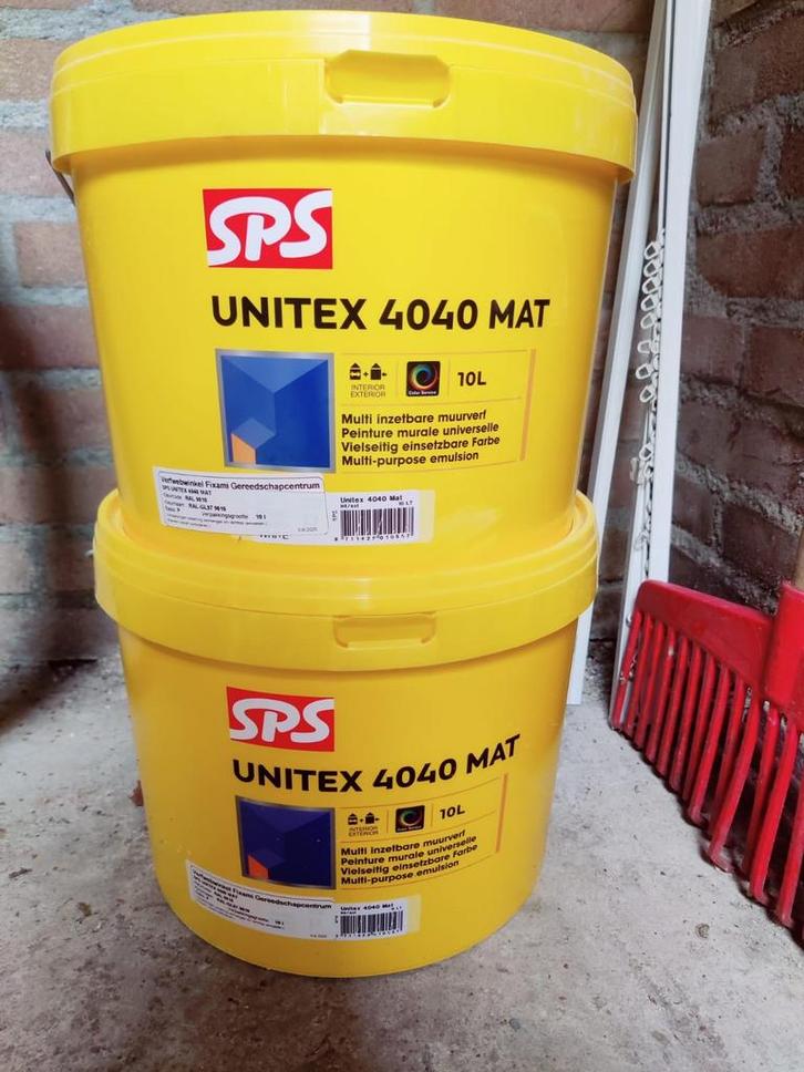 Nieuwe verf voor muren/plafonds: SPS Unitex 4040 Mat - 10L, Doe-het-zelf en Verbouw, Verf, Beits en Lak, Nieuw, Verf, 5 tot 10 liter