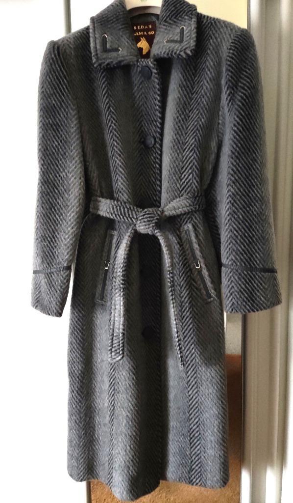 Blauw/grijze LAMA mantel SEDAN – valt als 44, Kleding | Dames, Jassen | Winter, Zo goed als nieuw, Maat 42/44 (L), Blauw, Verzenden